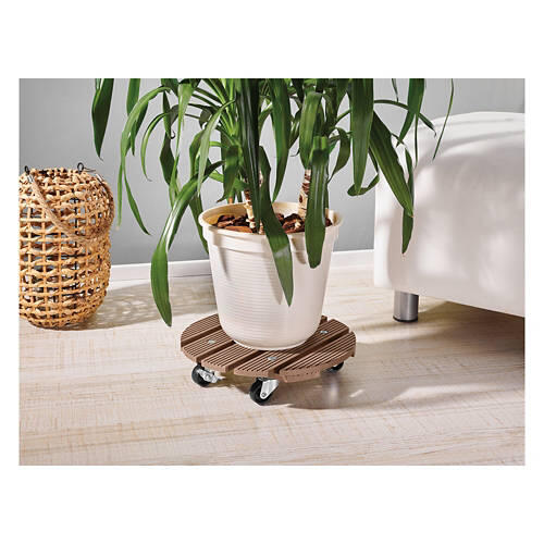 Round Plant Caddy, Dark Brown
