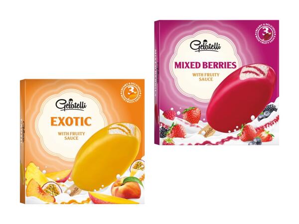 Gelato con salsa alla frutta