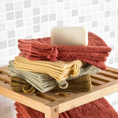 Gants de toilette en coton bio, 4 pcs