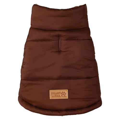 Pet Reversible Luxury Puffer Coat - Brown Check, XS