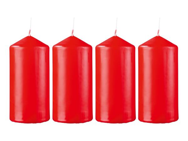Livarno Home Red Medium Pillar Candles - 4 Pack