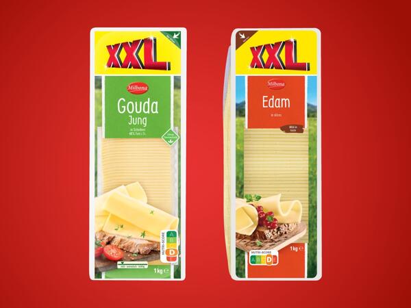 Gouda oder Edamer in Scheiben