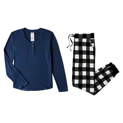 2 Piece Ladies Winter Pajama Set - Navy Blue, M