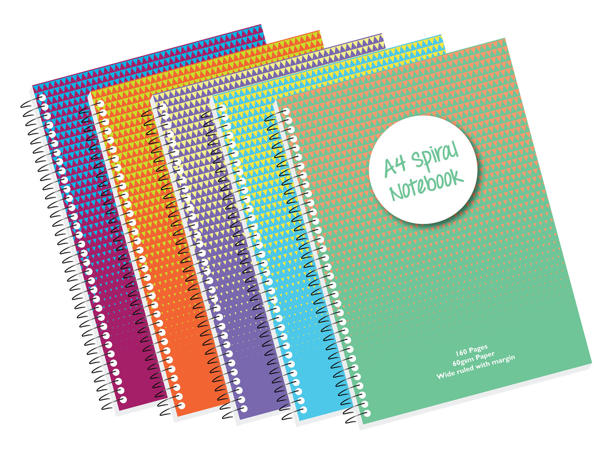 A4 Spiral Notebooks 5 Pack