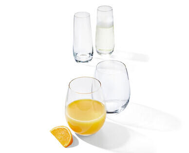 Crystal Water Glasses or Stemless Champagne Glasses 4pk