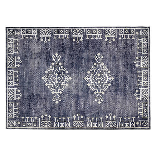 5' X 7' Indoor/Outdoor Washable Area Rug - Charcoal Tribal