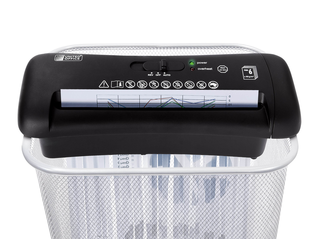 UNITED OFFICE Bin-Top Document Shredder