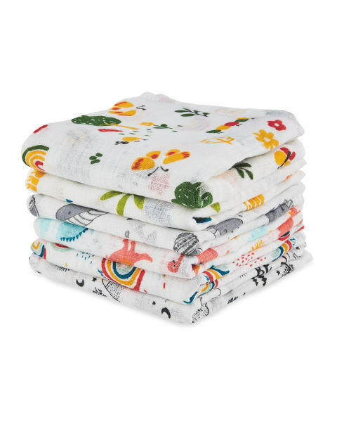Blue Dinosaur Muslin Cloths 5 Pack