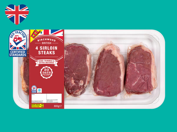 Birchwood 4 British Beef 30-Day Matured Sirloin Steaks