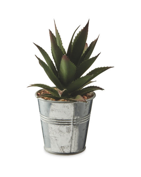 Artificial Aloe Vera Metal Pot