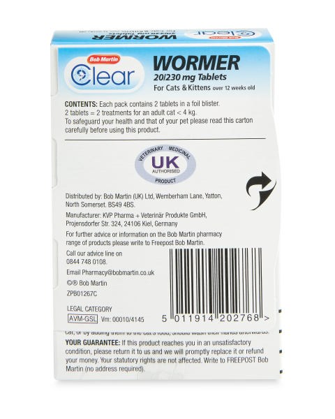 Bob Martin Wormer Tabs Cats/Kittens