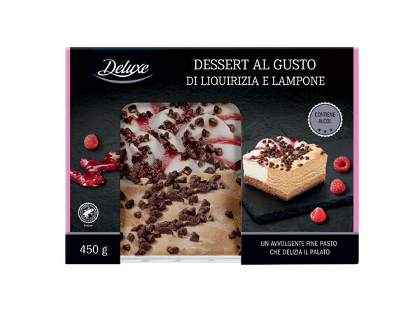 Dessert flavoured with Liquorice and Raspberry