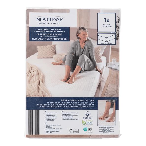 NOVITESSE(R) 				Hoeslaken met antislipstrook, 2 pers.
