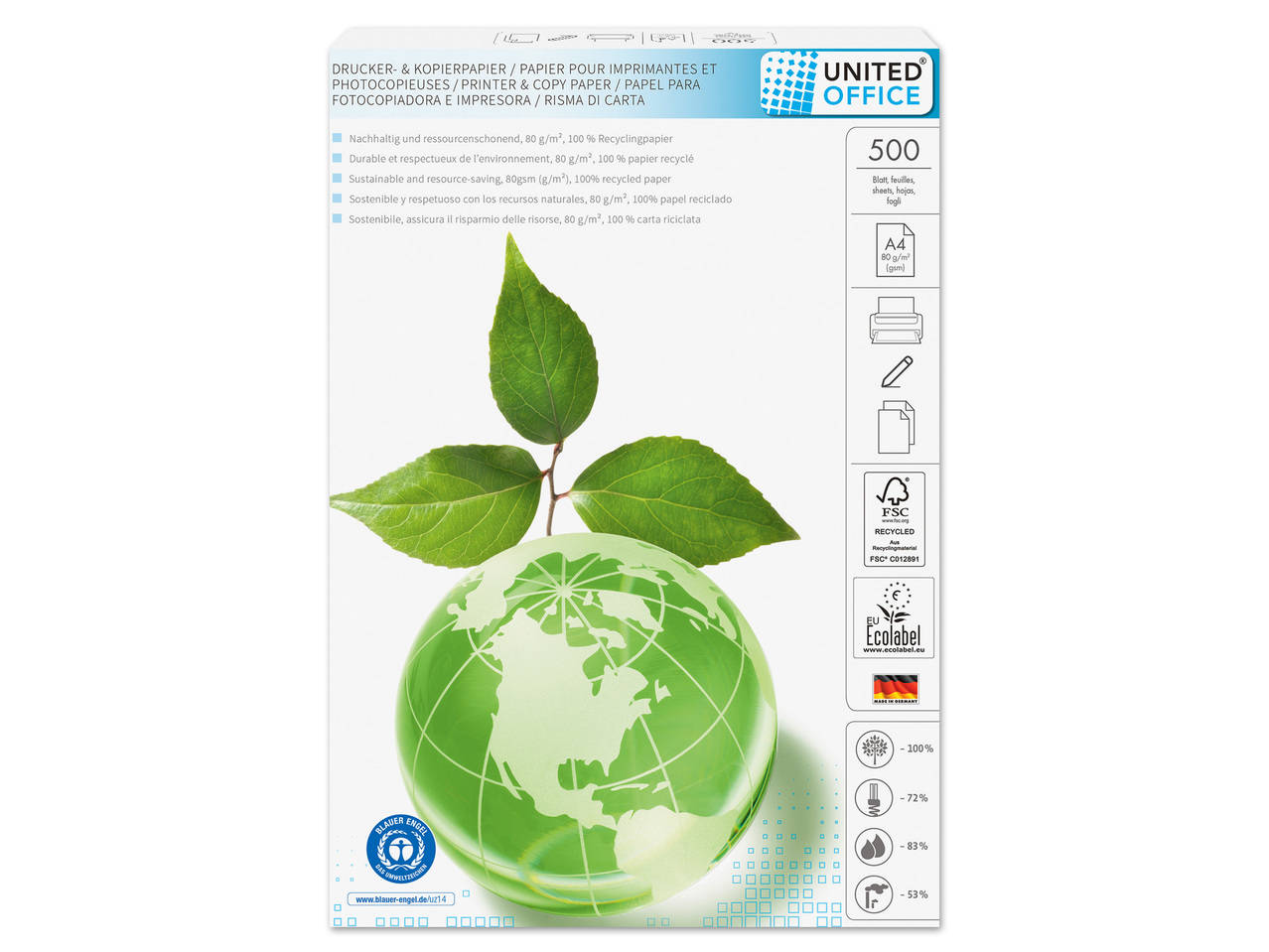 UNITED OFFICE(R) Drucker- & Kopierpapier, 500 Blatt