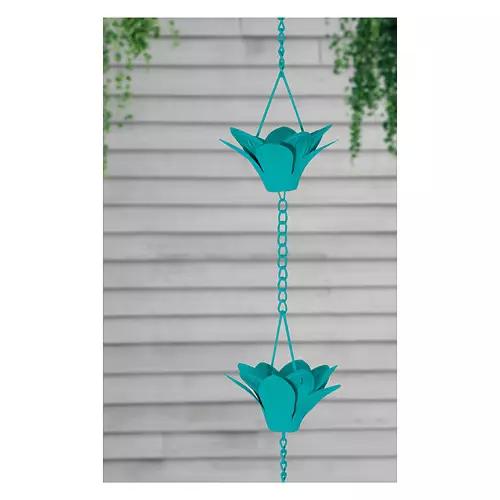 Steel Rain Chain - Blue Flower