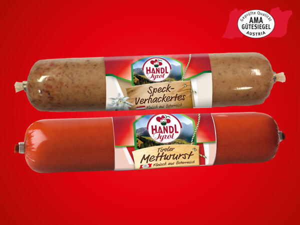 Handl Tiroler Mettwurst oder Tiroler Speck-Verhackertes