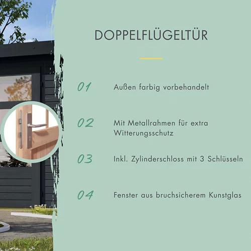 Gartenhaus Hybrid Modern X mit Anbaudach