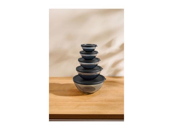 Silvercrest Black Glass Bowl Set - 5 Pieces