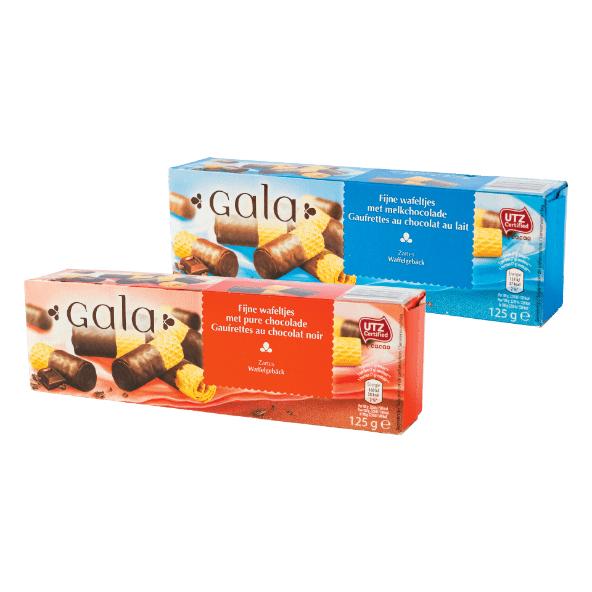 Wafelrolletjes met chocolade