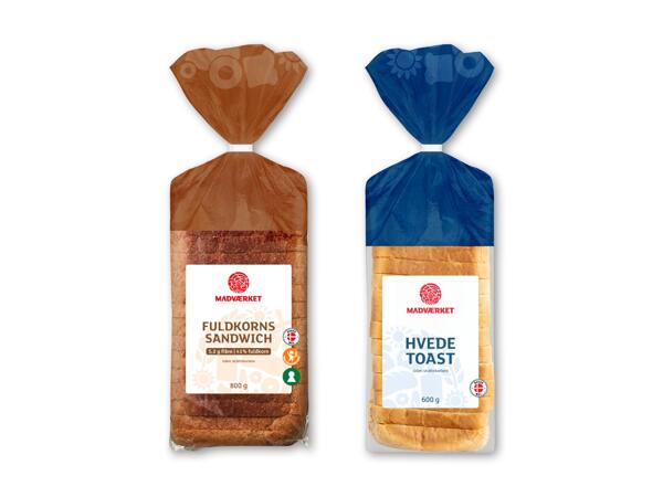 MADVÆRKET Fuldkornssandwich eller hvedetoast