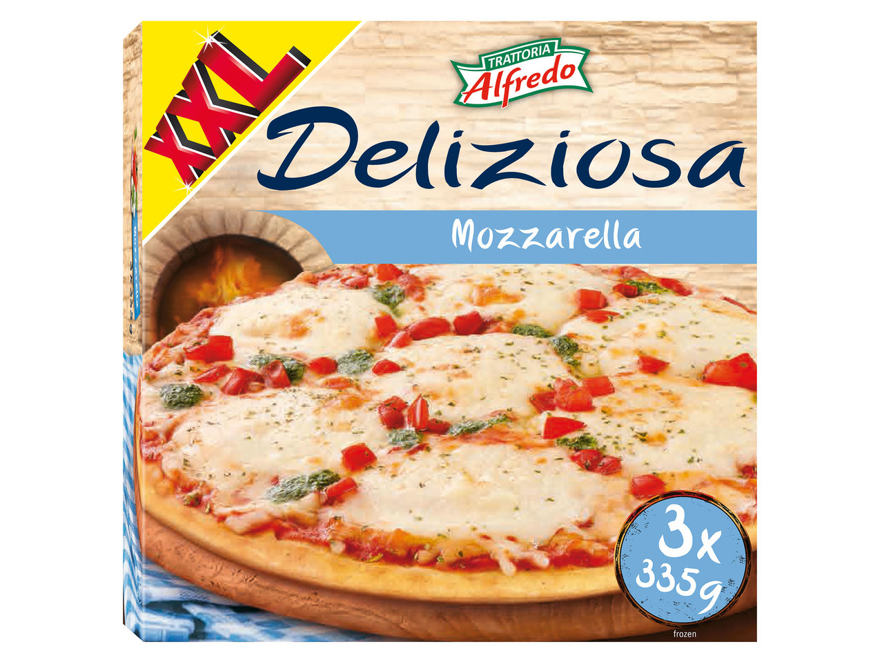 TRATTORIA ALFREDO Steinofenpizza Mozzarella 2 + 1 gratis
