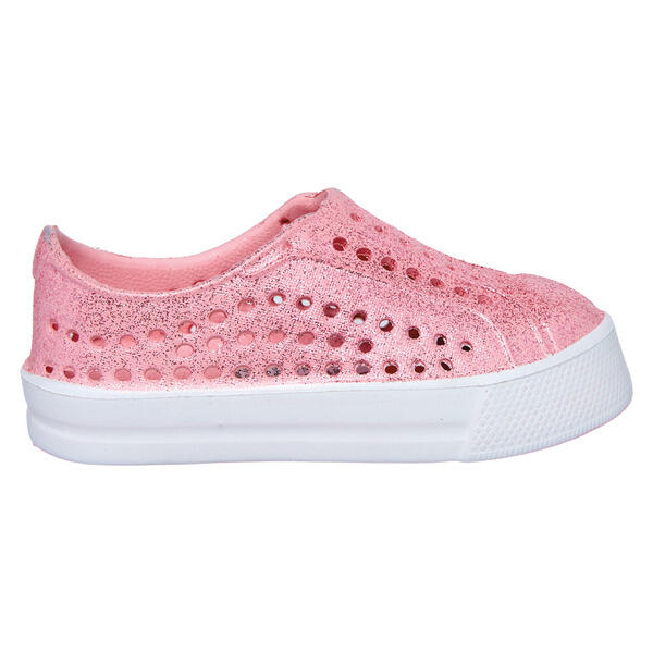 Lily & Dan Pink Glitter Children's Lightweight Slip Ons - 9/10