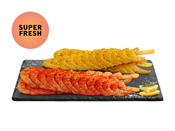 Brochettes de crevettes marinées ASC