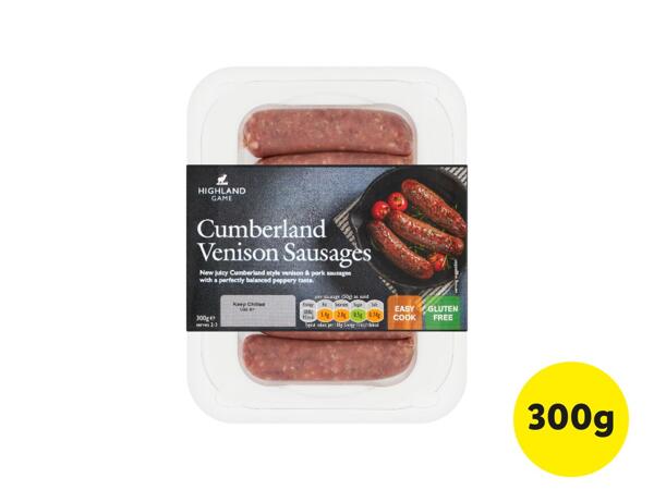Highland Game Cumberland Venison Sausages, 300g