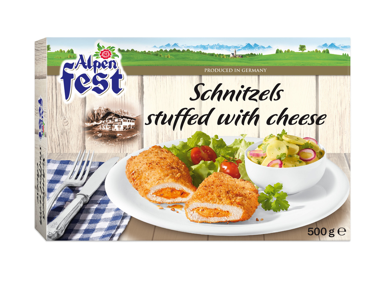 SCHNITZEL MED OSTFYLLNING