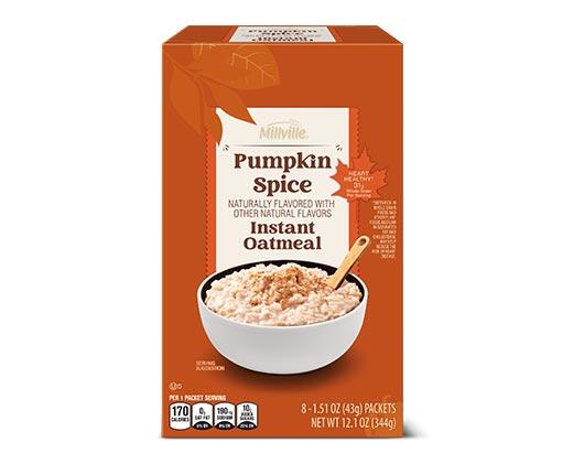 Millville Pumpkin Spice or Cocoa Sea Salt Instant Oatmeal