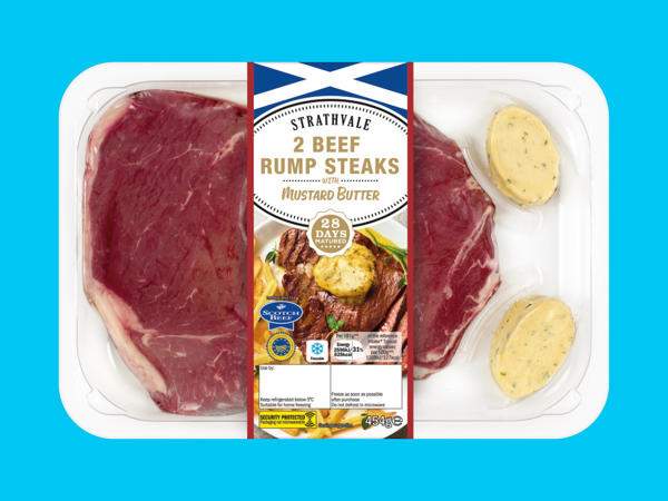 2 Beef Rump Steaks with Mustard Butter