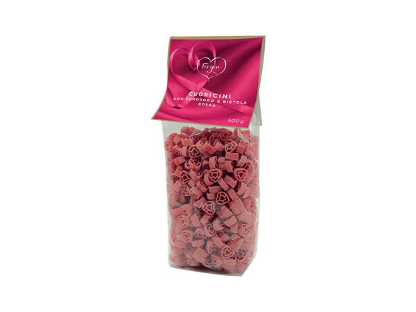 Heart shaped durum wheat pasta