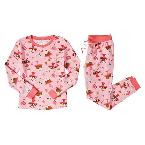 2 Piece Ladies Thermal Pajama Set - Pink, M