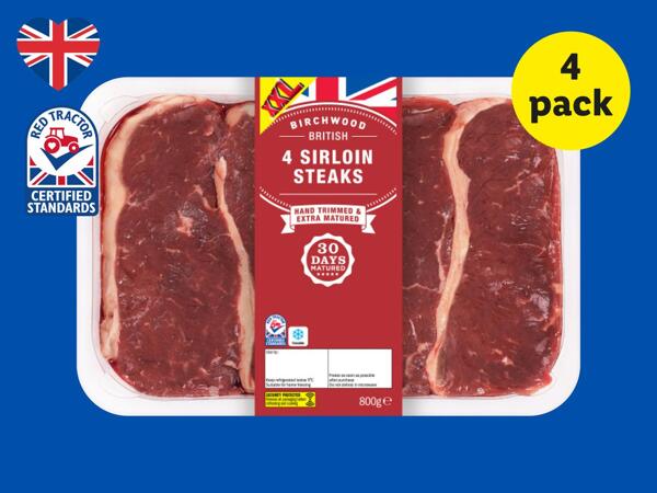 Birchwood 4 British Beef Sirloin Steaks