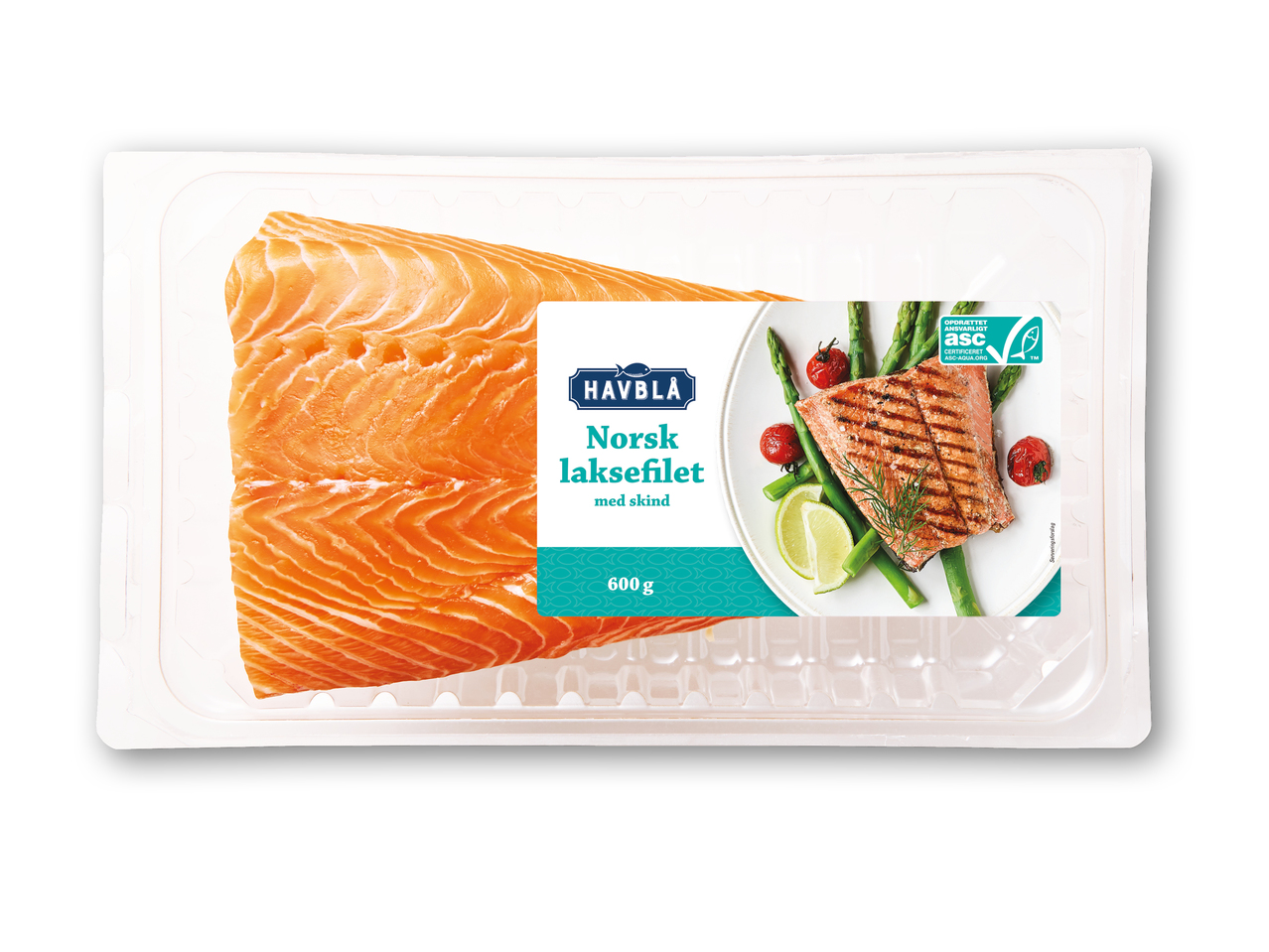 HAVBLÅ Laks med skind