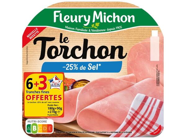 Fleury Michon jambon -25 % de sel "Le Torchon"