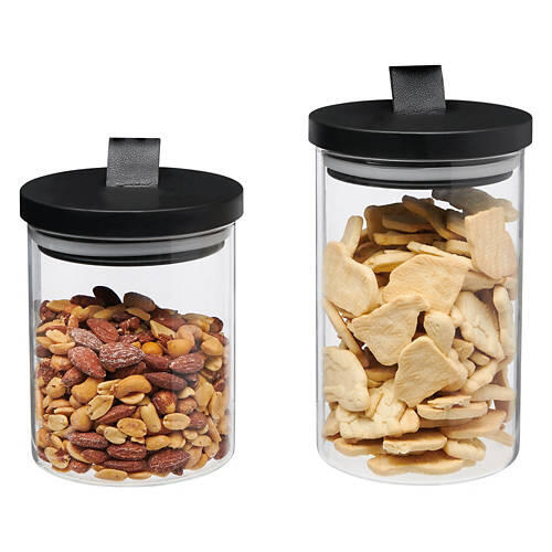 2 Piece Clear Canister Set - Metal Lid