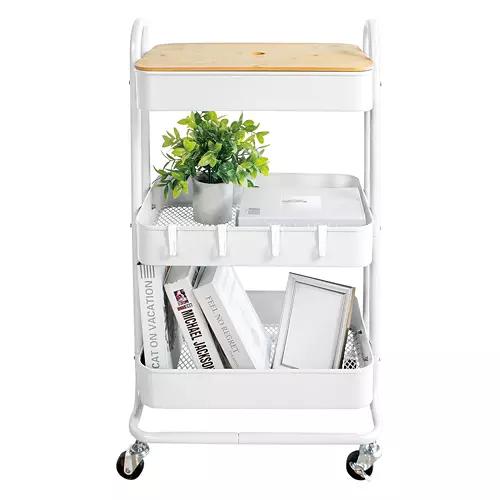 3 Tier Rolling Cart, White
