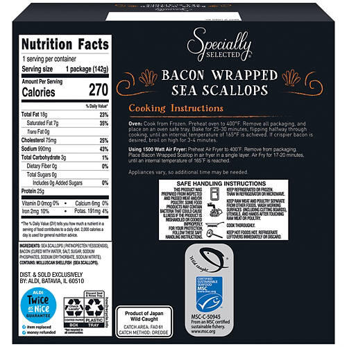Bacon Wrapped Sea Scallops, 5 oz