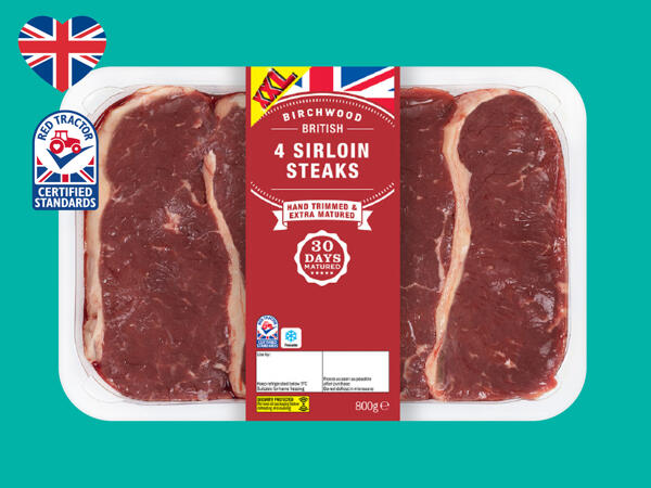 Birchwood 4 British Beef 30-Day Matured Sirloin Steaks