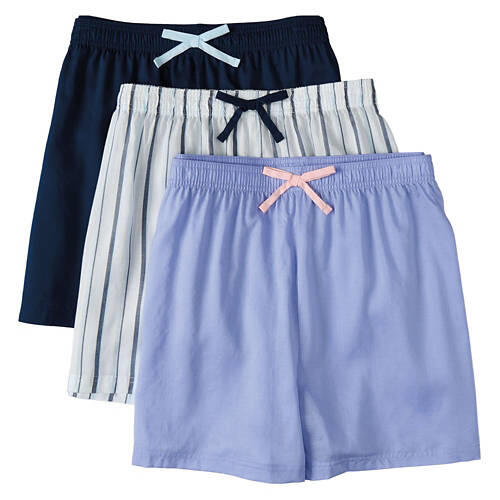 3 Pack Ladies Pajama Shorts - Blue, S