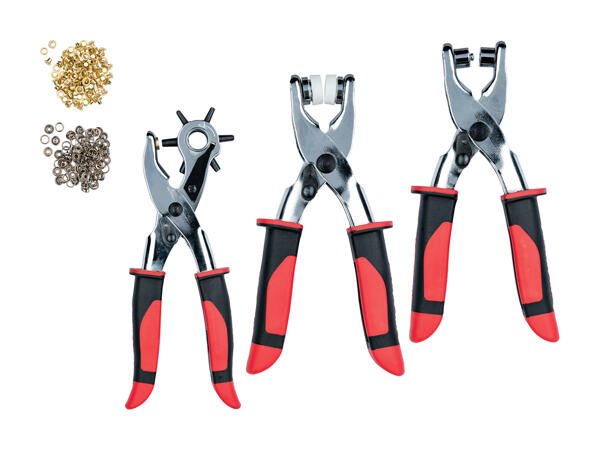 Set avec pince perforatrice et pince à œillets, 128 pièces