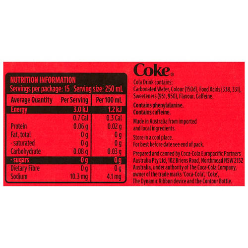 Mini Cans Zero Sugar 15 Pack 250ml