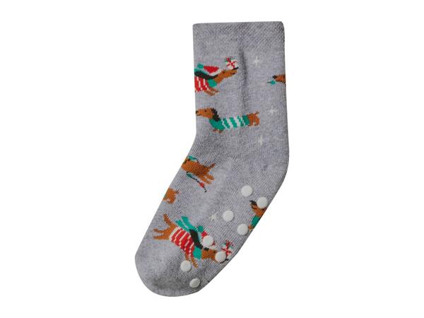 Lupilu Younger Kids' Grey & Striped Christmas Thermal Socks - 2 Pairs