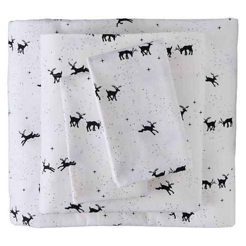 King Size Flannel Sheet Set - Deer