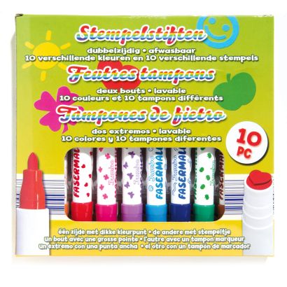 Feutres avec tampon, 10 pcs