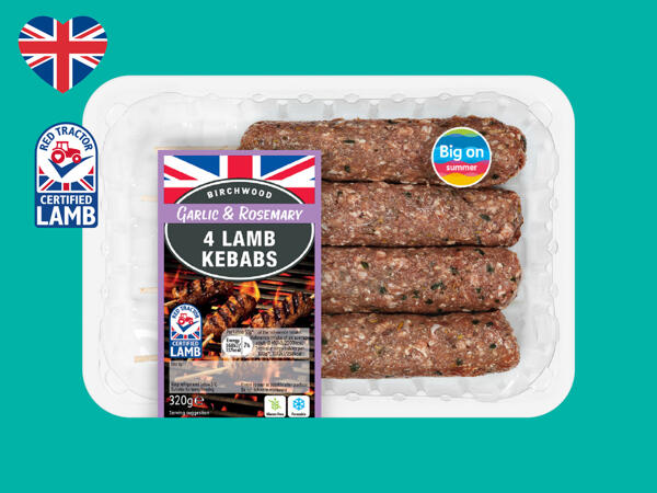 Birchwood 4 Garlic & Rosemary British Lamb Kebabs