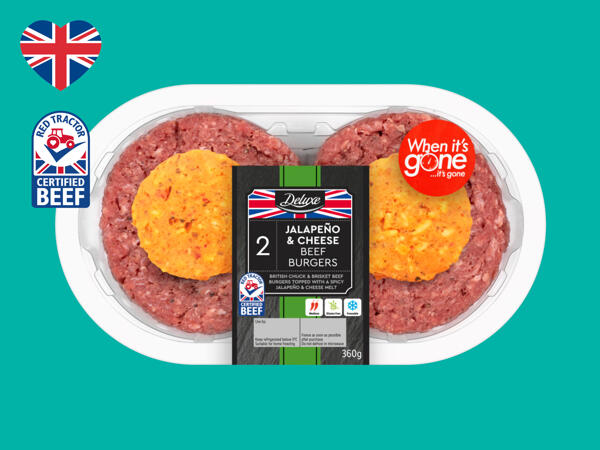 Deluxe 2 Jalapeño & Cheese British Beef Burgers