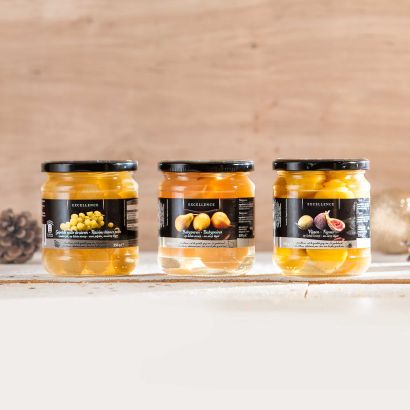 Raisins, figues ou poires au sirop
