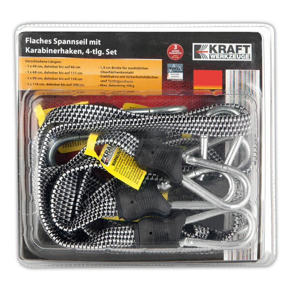 Spannseil flach mit Haken 4tlg.